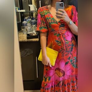 Farm Rio Orange pattern  Dress